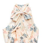 Ryegrass-Plus Sleeveless Floral Tie Neck Fit & Flare Dress