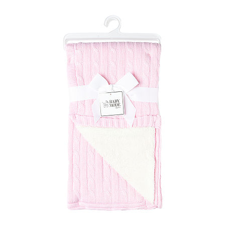 3 Stories Trading Company Cable Knit Sherpa Baby Blanket In Pink