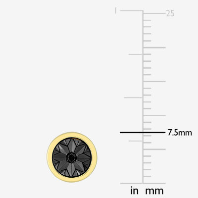 Diamond Accent Natural Black Diamond 18K Gold Over Silver 7.3mm Stud Earrings