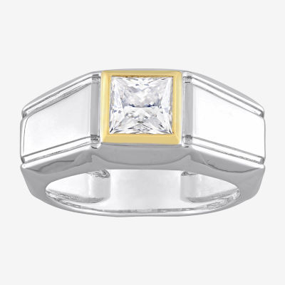 Mens 1/5 Lab Created White Moissanite 18K Two Tone Gold