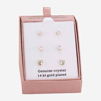 Sparkle Allure Cluster 3 Pair Crystal Earring Set