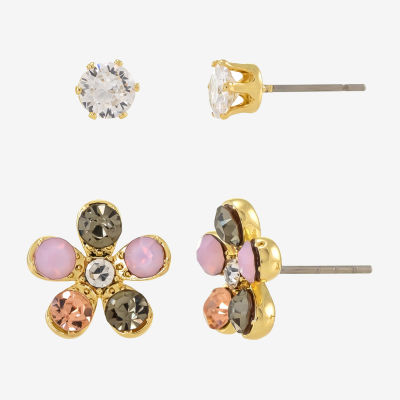 Sparkle Allure 2 Pair Crystal Flower Earring Set