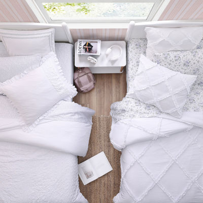 Laura Ashley Eyelet Ruffle Midweight Comforter Set