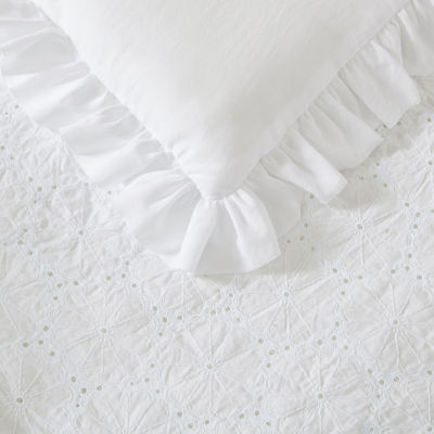 Laura Ashley Eyelet Ruffle Midweight Comforter Set