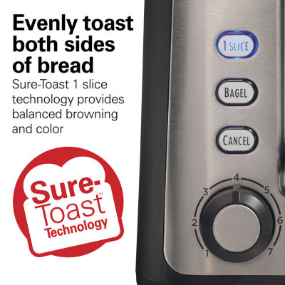 Hamilton Beach 4-Slice Classic Toaster with Sure-Toast Technology in Stainless  Steel and Black