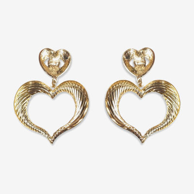 Bijoux Bar Gold Tone Heart Drop Earrings