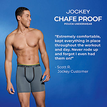 Jockey Essentials® Men's Zero Chafe Pouch Boxer Brief, 6 Inseam, Pack of  3, Separation Underwear, Comfort Workout Underwear, Sizes Small, Medium,  Large, Extra Large, 2XL, 3XL, 6849 