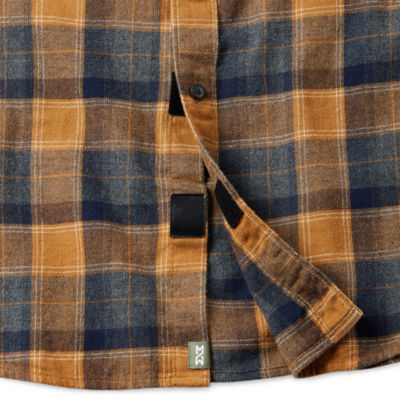 mutual weave Mens Easy-on + Easy-off Adaptive Regular Fit Long Sleeve Flannel Shirt