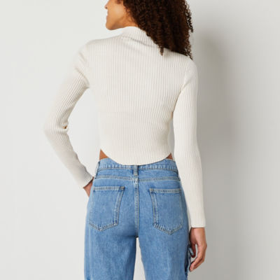 Arizona Juniors Cropped Womens Mock Neck Long Sleeve Pullover Sweater -  JCPenney