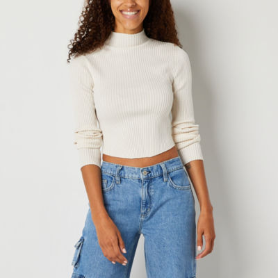 Arizona Juniors Cropped Womens Mock Neck Long Sleeve Pullover Sweater -  JCPenney
