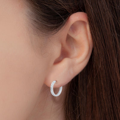 Womens 1/6 CT. T.W. Natural White Diamond 10K Gold 16.3mm Hoop Earrings