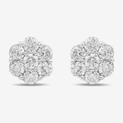 Diamond Blossom 1/4 CT. T.W. Lab Grown White 10K or Yellow Gold 5.2mm Flower Stud Earrings