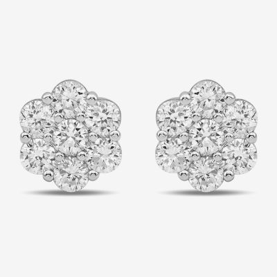 Diamond Blossom 1 CT. T.W. Lab Grown White 10K or Yellow Gold 8.2mm Flower Stud Earrings