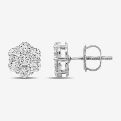 Diamond Blossom 1 CT. T.W. Lab Grown White 10K or Yellow Gold 8.2mm Flower Stud Earrings