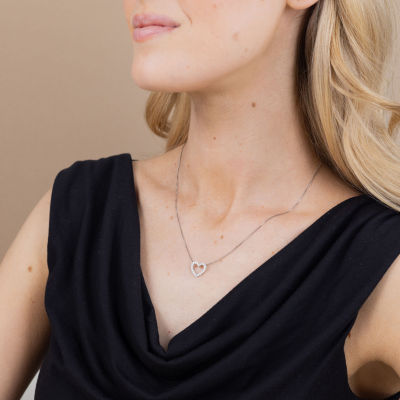 H-I / I1) Womens 1/ CT. T.W. Lab Grown White Diamond 10K Gold Heart 18 Inch Pendant Necklace