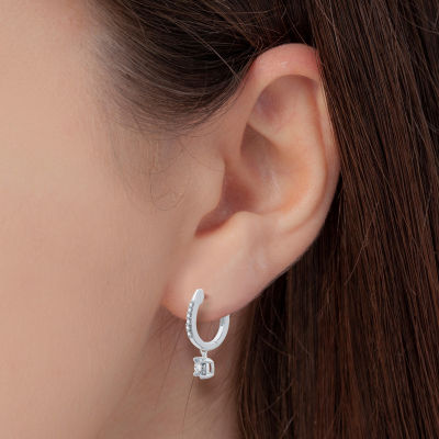 Ever Star (H-I / Si1-I1) 1/2 CT. T.W. Lab Grown White Diamond 10K White Gold 21mm Round Hoop Earrings