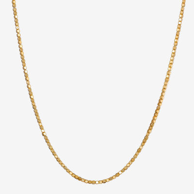 Made in Italy 24K Gold Over Silver 18 Inch Semisolid Fashion Chain Necklace