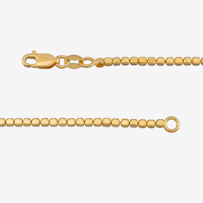 Made in Italy Womens 24K Gold Over Silver 7.5 Inch Semisolid Link Chain Bracelet