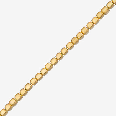 Made in Italy Womens 24K Gold Over Silver 7.5 Inch Semisolid Link Chain Bracelet