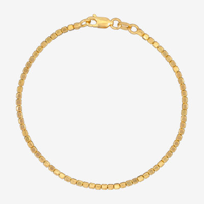 Made in Italy 24K Gold Over Silver 7.5 Inch Semisolid Link Chain Bracelet