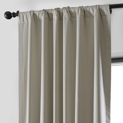 Exclusive Fabrics & Furnishing Essential Hotel Energy Saving 100% Blackout Rod Pocket Back Tab Single Curtain Panel