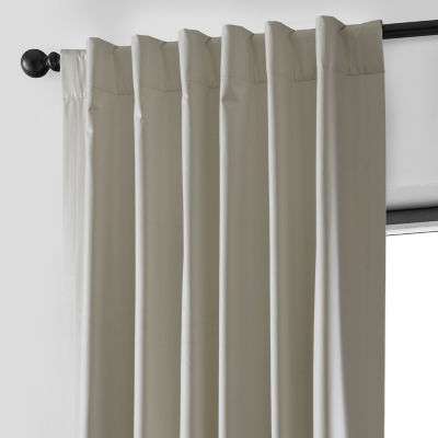 Exclusive Fabrics & Furnishing Essential Hotel Energy Saving 100% Blackout Rod Pocket Back Tab Single Curtain Panel