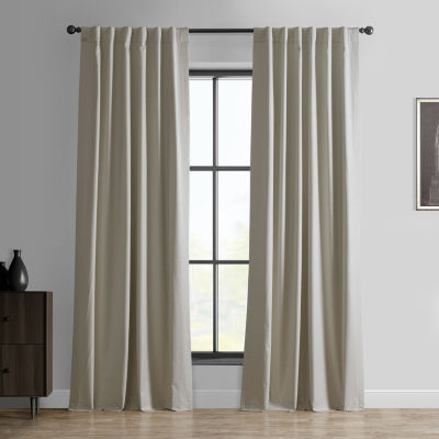 Exclusive Fabrics & Furnishing Essential Hotel Energy Saving 100% Blackout Rod Pocket Back Tab Single Curtain Panel