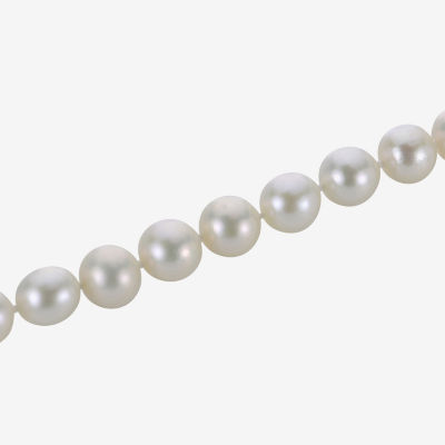 Womens White Cultured Freshwater Pearl Sterling Silver Strand Necklace