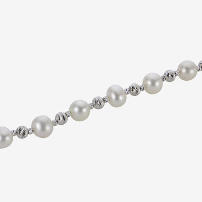 Cultured Freshwater Pearl & Brilliance Bead Sterling Silver Necklace