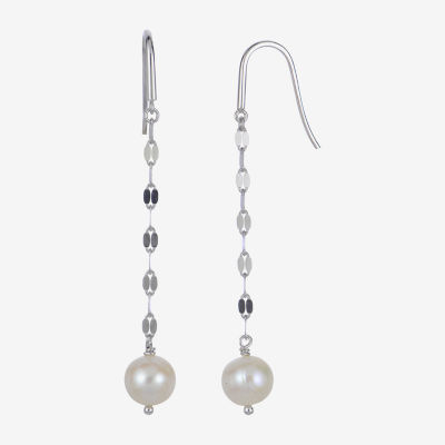 7-8Mm Cultured Freshwater Pearl Sterling Silver Earrings