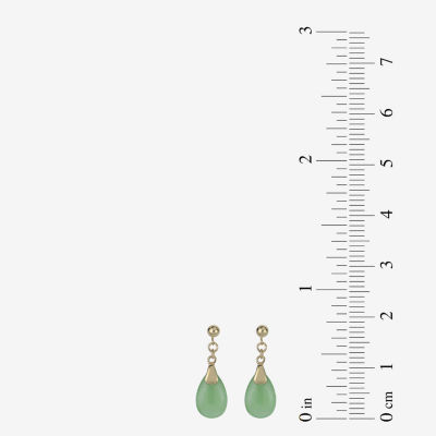 Genuine Jade 14K Yellow Gold Drop Earrings