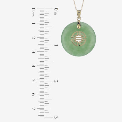 Genuine Jade 10K Yellow Gold Disc Pendant Necklace