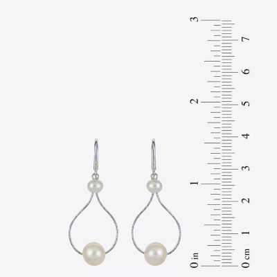 White Cultured Freshwater Pearl Sterling Silver Drop Earrings