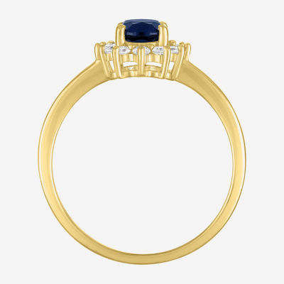 Womens 1/4 CT. T.W. Lab Created Blue Sapphire 10K Gold Halo Cocktail Ring