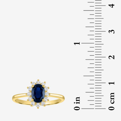 Womens 1/4 CT. T.W. Lab Created Blue Sapphire 10K Gold Halo Cocktail Ring