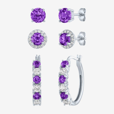 Gemstone Sterling Silver 3 Pair Jewelry Set