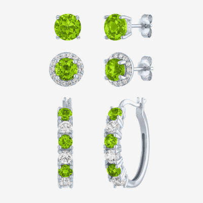 Gemstone Sterling Silver 3 Pair Jewelry Set