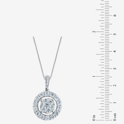 Diamond Blossom (G / Si2) Womens 1 CT. T.W. Lab Grown White Diamond 10K White Gold Round Pendant Necklace