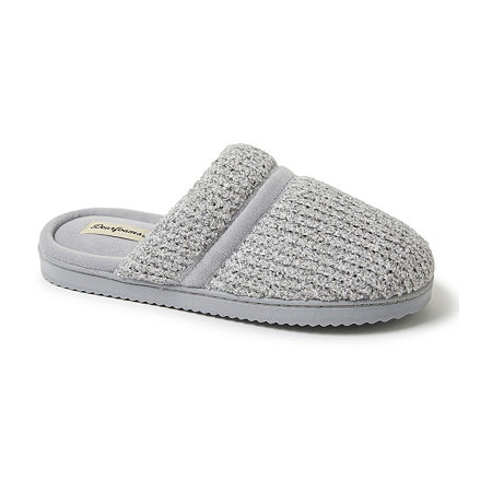 Dearfoams Serena Marled Chenille Scuff Womens Memory Foam Slip-On Slippers, Medium, Gray