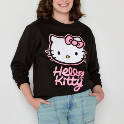 Juniors Womens Crew Neck Long Sleeve Hello Kitty Sweatshirt