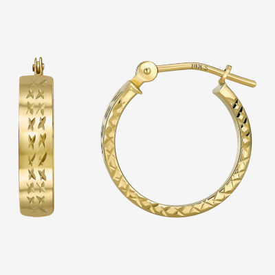 14K Gold 15mm Round Hoop Earrings