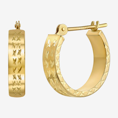 14K Gold 15mm Round Hoop Earrings