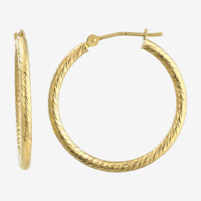 14K Gold 25mm Round Hoop Earrings