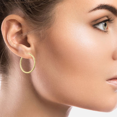 14K Gold 25mm Round Hoop Earrings