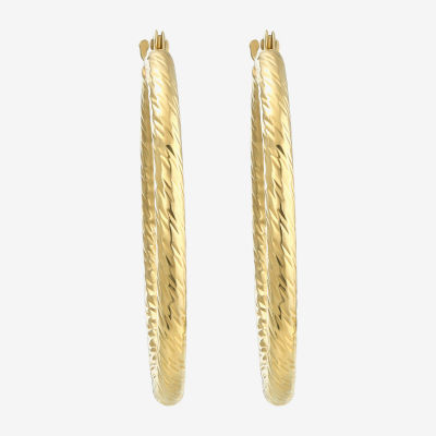 14K Gold 25mm Round Hoop Earrings