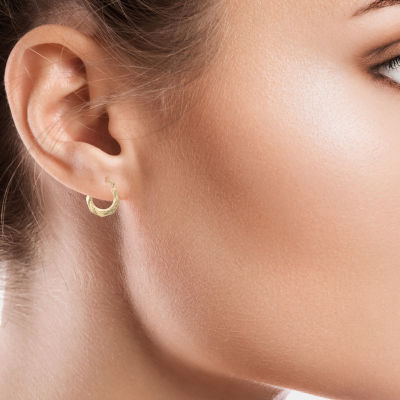 Womens 10K Gold 13mm Round Hoop Earrings