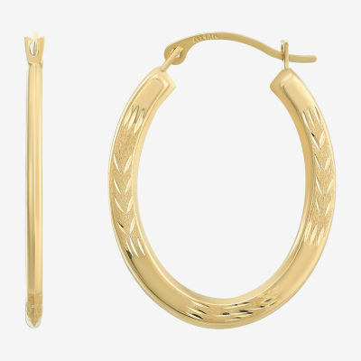 14K Gold 22mm Oval Hoop Earrings
