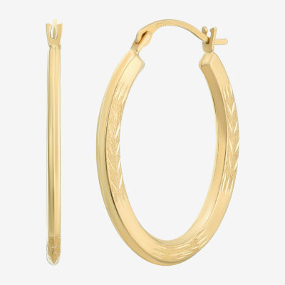 14K Gold 22mm Oval Hoop Earrings