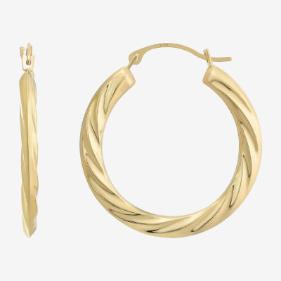 14K Gold 25mm Round Hoop Earrings