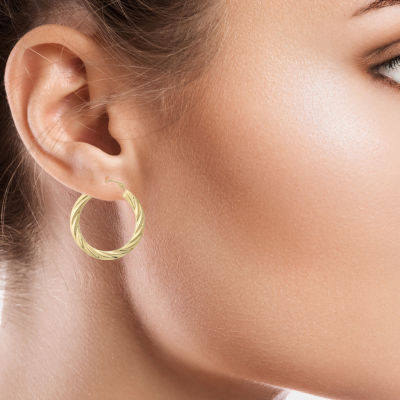 14K Gold 25mm Round Hoop Earrings